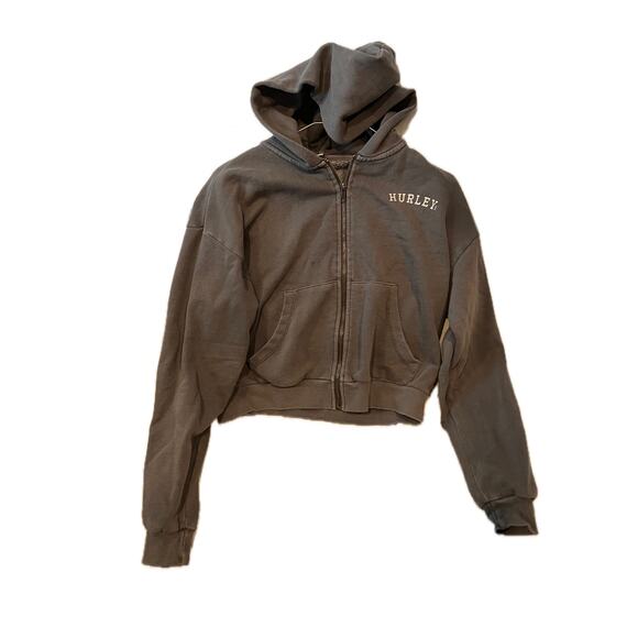 Hurley Cropped Gray Beige Pullover Hoodie Womans XS - Picture 1 of 3